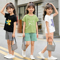 Girls' summer outfit set  new style: girls' shorts and top two-piece set for mid-to-large children, sweet summer style