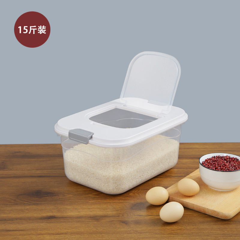 Kitchen rice storage bucket 12.5 kg Japanese sealed rice bucket Transparent household insect-proof rice box 20 kg rice tank storage bucket