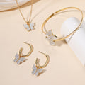 Wholesale butterfly necklace, european and american cross-border jewelry set, earrings, bracelet, pendant, high-end women's jewelry three-piece set