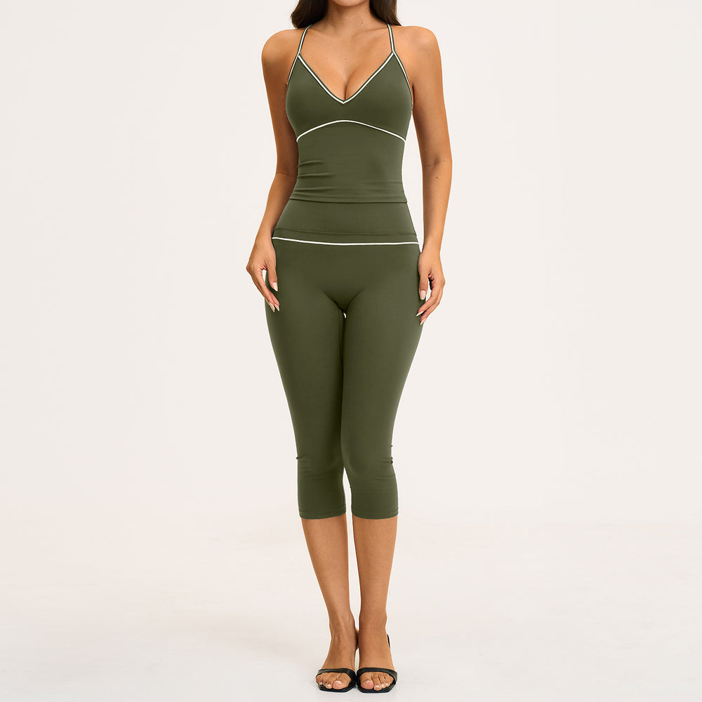 new yoga outfit: high-waisted peach lift, color block, push-up, and beautiful back design - activewear set 9615