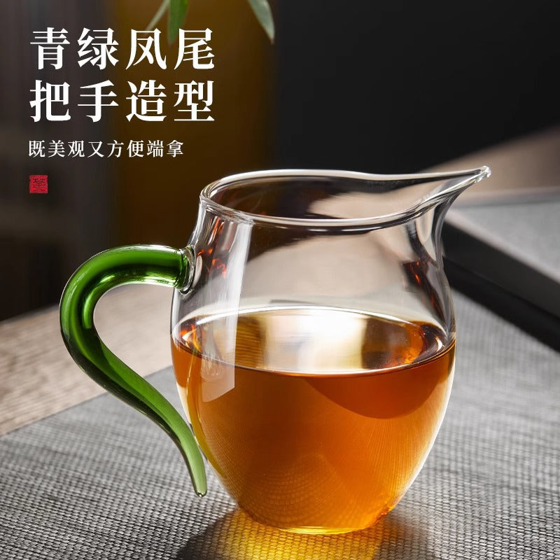 Glass fair cup with handle and filter fair cup glass thickened heat-resistant kung fu tea set tea drain set tea set