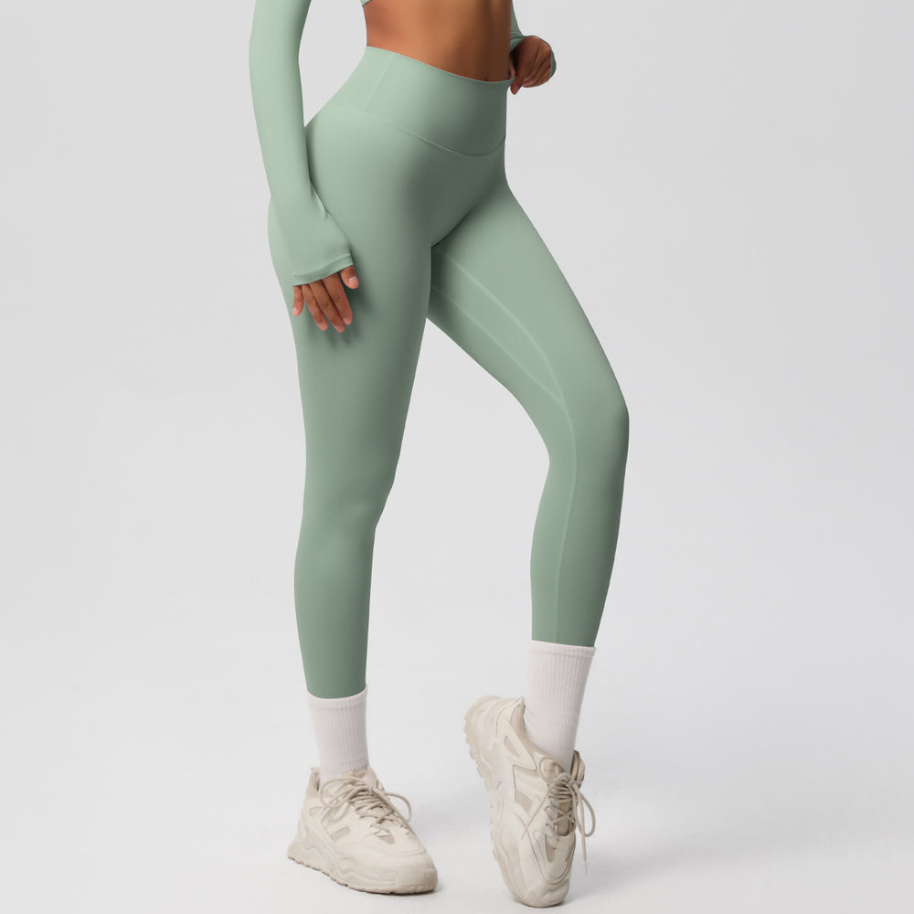 European and american high-waisted brushed nylon yoga pants - cloud-like outdoor activewear leggings - quick-dry, breathable running and fitness tights