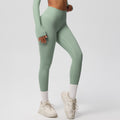 High-waisted, brushed nylon yoga pants with a cloud-like feel, designed for outdoor sports. these compression leggings are quick-drying and perfect for running and fitness. custom manufacturing available