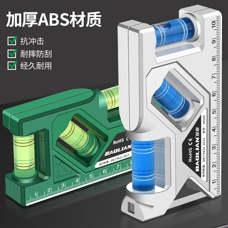 High-precision magnetic level for home use - mini, drop-proof level with protractor for measuring outlets and switches