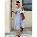 Aliexpress cross-border original design: women's square neck striped elegant dress for everyday wear