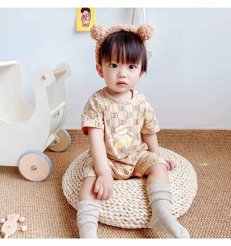 Summer style baby short-sleeve romper - trendy korean design for newborns - lightweight crawling suit