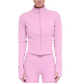 new arrival quick-drying yoga clothes long sleeves sports yoga pants silmtops zipper breathable outwearsuit