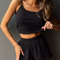 hot-selling women's home clothes pure color suspender shorts casual ribbed pit european and american pajamas for women