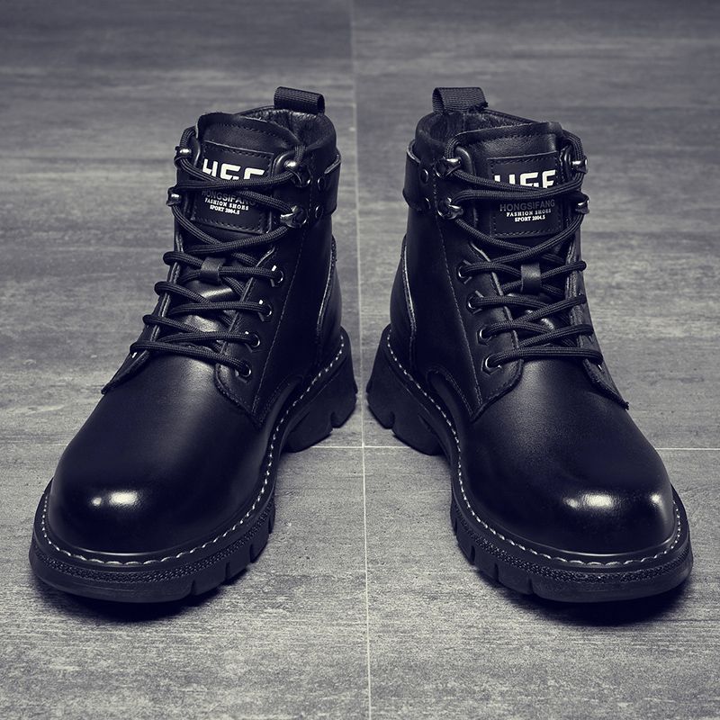 Boots men autum men's shoes 2025new arrivalmen boots k-style high-top shoes easiest for matchworkwear boots casual leather shoes