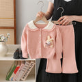 Girls' knit sweater set - new autumn/winter  collection - cartoon bear design, includes pants