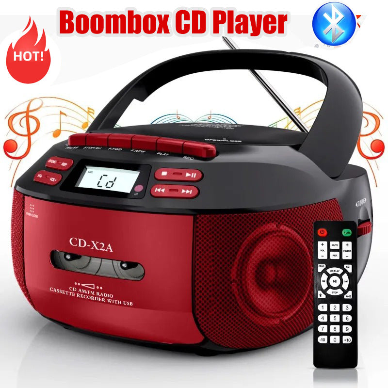 Multifunctional Boombox Tape Player Stereo Bluetooth CD Player Children's Learning Machine AM/FM Radio