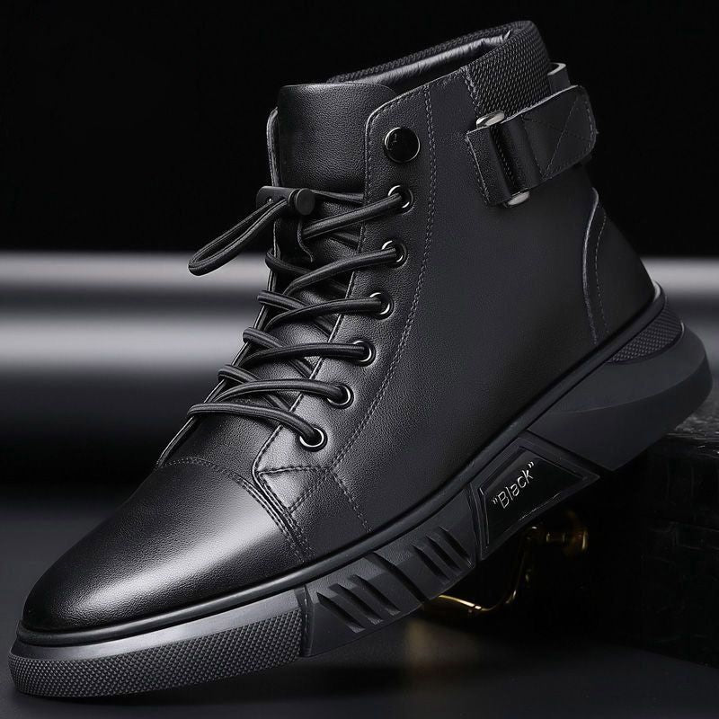 Men's martin boots: new 2025 autumn/winter collection - fleece-lined, british style, high-top casual leather shoes, non-slip men's footwear