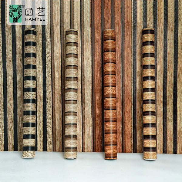 Wall covering 2024 new wood grain wall sticker self-adhesive sticker, dormitory background wall decoration imitation 3D grille wallpaper
