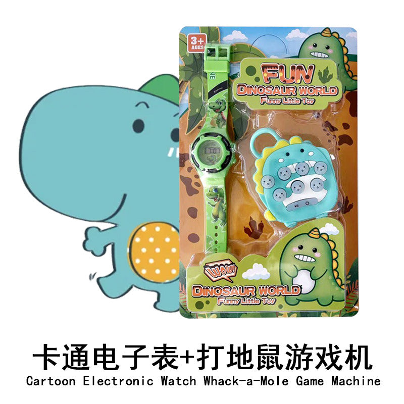Factory direct electronic watch + whack-a-mole game console charm set - kids' cartoon watch
