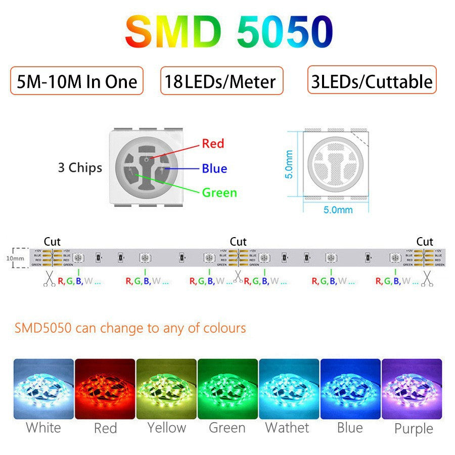 Cross-border smart bluetooth LED light strip bar indoor home living room lighting rgb light strip set LED soft light strip