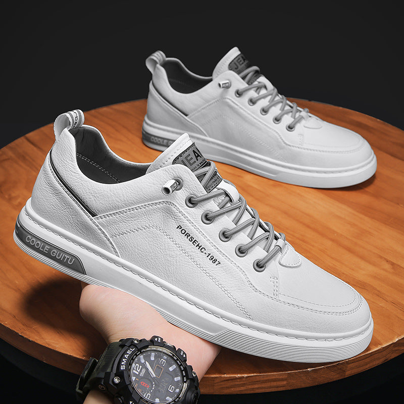 Men's shoes 2026 new spring collection: korean style trendy casual leather shoes, versatile sneakers, men's white canvas shoes 1987