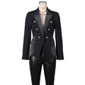spring new european and american style slim-fit double-breasted denim blazer with lion lapel and button closure