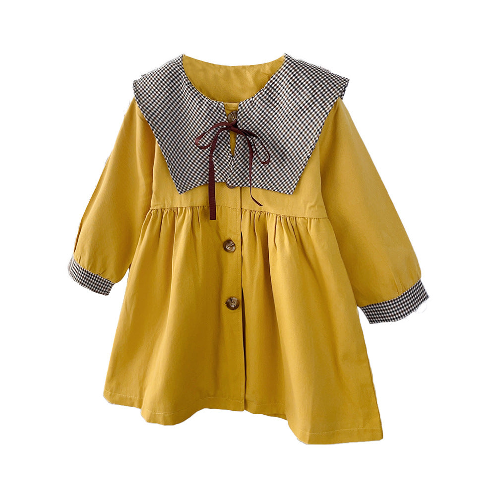 Girls' autumn windbreaker - new korean style outerwear for spring and autumn, chic mid-length trench coat for toddlers and young children