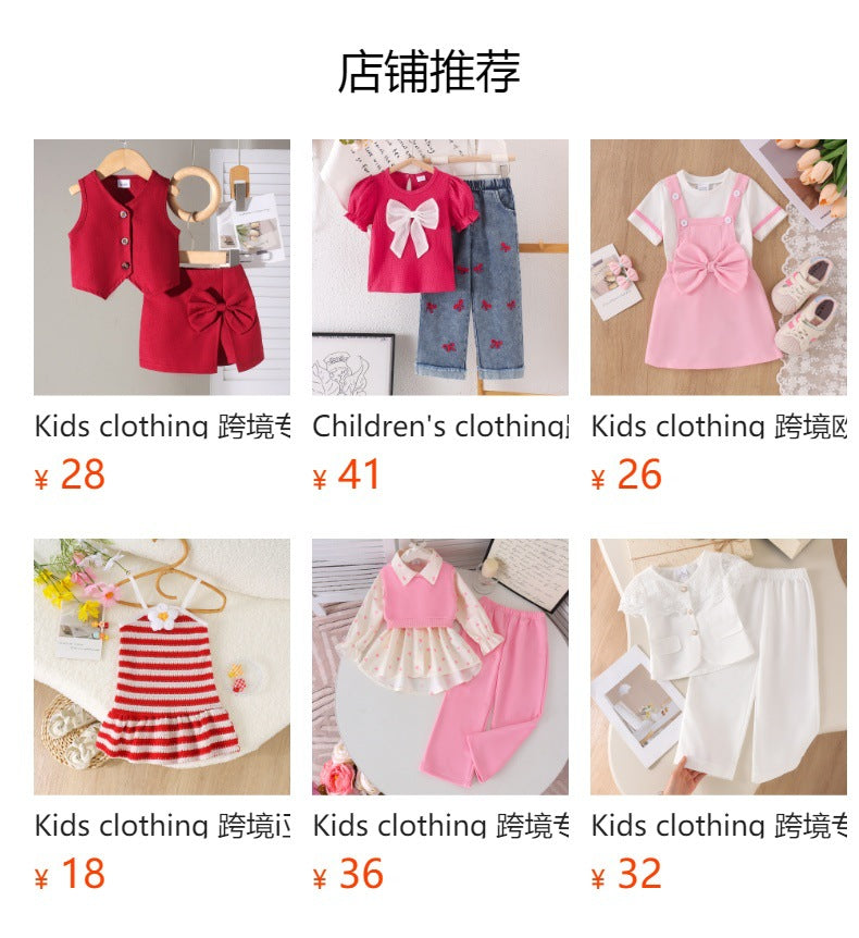 Kids clothing  cross-border new arrivalfashion spring & fallgirl red suspender dress baby children's clothing