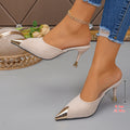 Plus size cross-border baotou high-heeled half slippers high-heeled sandals  spring summernew arrivaloutwear suede pointed toe fur