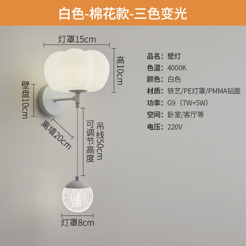 Wall lamp bedroom cream wind bedside lamp eye protection warm room new simple modern living room TV background wall lamp
