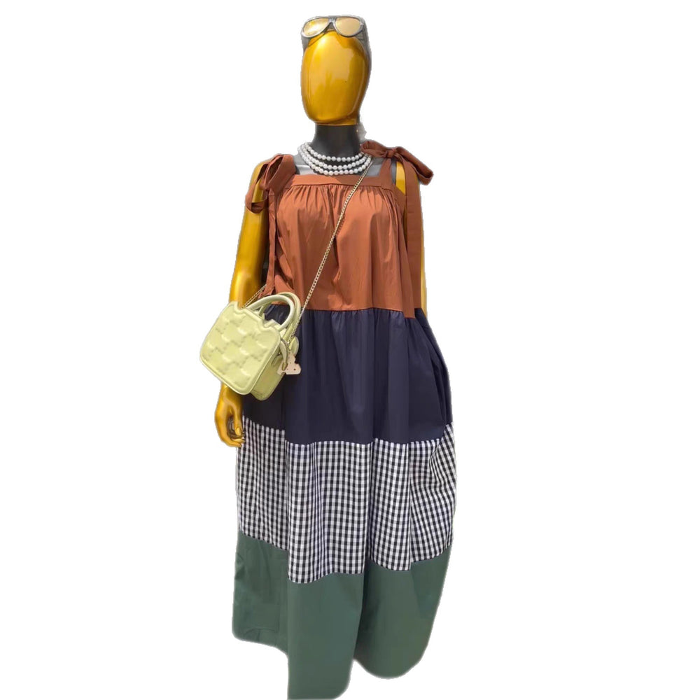 European and american cross-border women's clothing:  summer new arrivals - fashionable, elegant, casual, tie-waist, midi-length slip dress