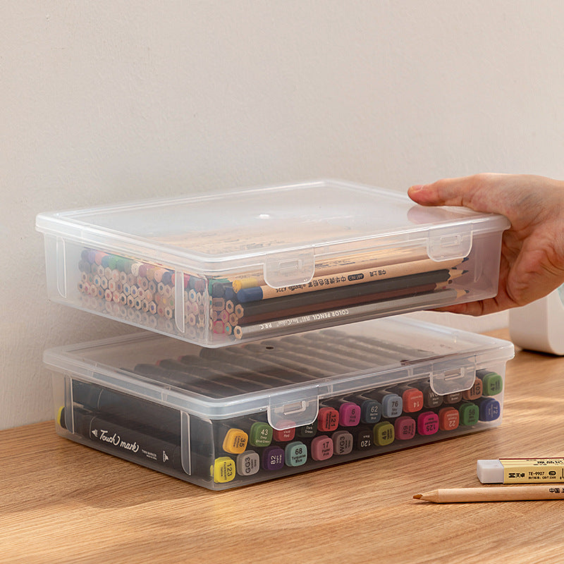 Japanese-style desktop storage box Transparent book ID marker Stationery storage box Office a5 file storage box