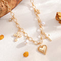 Pearl cross pendant wholesale - trendy cross-border jewelry for women - heart-shaped, niche, high-end, instagrammable, versatile necklace