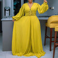 D534 european and american cross-border  foreign trade plus size beaded mesh fashion casual loose wide leg african jumpsuit