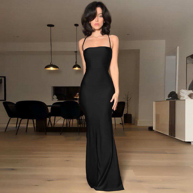 Export fashion women's clothing  spring new arrival long dress backless tie-up bandeau slip dress sexy dress for women
