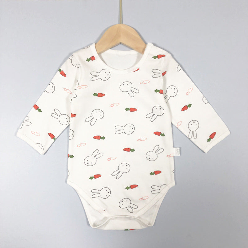 Baby long-sleeve romper: autumn triangle bodysuit, newborn unisex spring/autumn pure cotton crawling suit