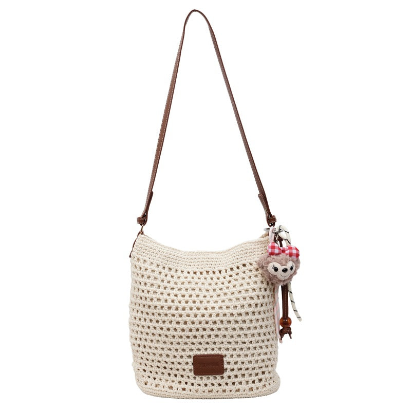 Cross-border large-capacity knitted bags women's summer 2025 new versatile shoulder messenger woven bags seaside beach bags