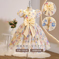 European and american style girls' princess dress - new cross-border export dress with bow, cute, fashionable, and printed women's dress