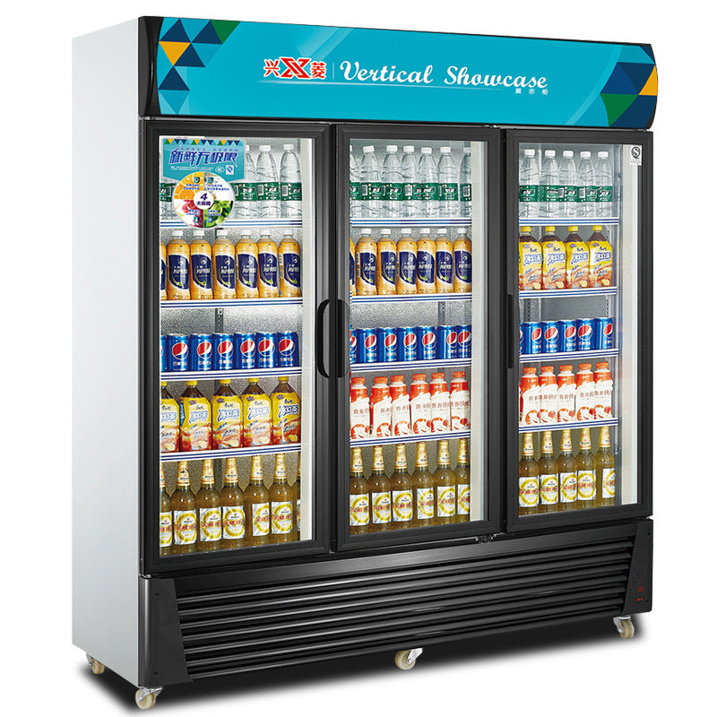 Single, double and three-door display cabinets, commercial vertical vegetable sample preservation refrigerated refrigerator, beverage and beer display cabinet