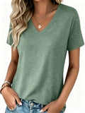 Amazon  summer cross-border fashion new v-neck spring/summer t-shirt tops for european and american women