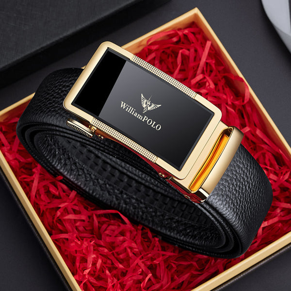 Emperor Paul Belt Men's Leather Premium Automatic Buckle Belt Men's Genuine Fashion Casual Simple Belt