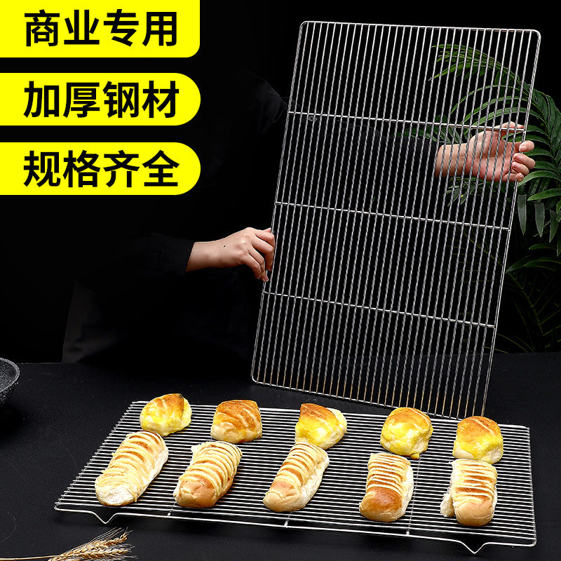 Stainless steel footed cooling net, flat barbecue net, oven net rack, bread baking water filter rack, oil drain net 60x40cm