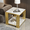 Scandinavian modern accessible luxury style sofa side table casual living room double layer side table italian slate corner table square small coffee table