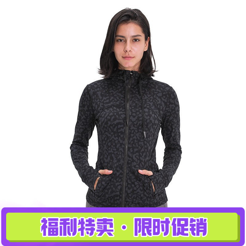 new women's activewear hooded jacket - slim fit, shaping, stretchy running zip-up yoga top s2088