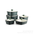 Personalized oem square for home non-stick pot soup pot die-cast aluminum pot high and deep ten-piece kitchen pot set stew pot