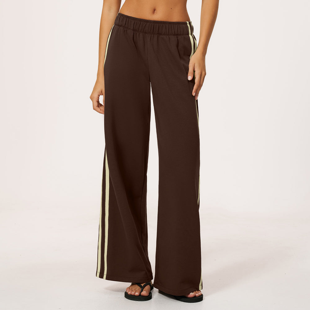 color block women's sweatpants: thickened, warm, moisture-wicking, loose fit, slimming, drapey, versatile, casual wide-leg pants 3005