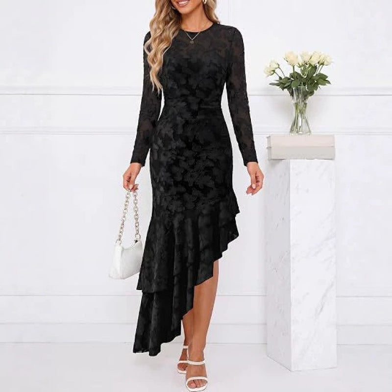 sweet & chic  autumn new arrival: high-end, elegant, relaxed fit, floral dress