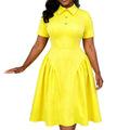 Summer vacation new fashion decorative button dress a-line high waist slimming casual solid color dress