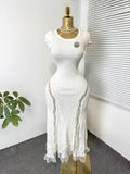 Luxury sleeveless slim-fit knit dress - women's summer high-waisted a-line dress - slimming, elegant, and chic maxi dress