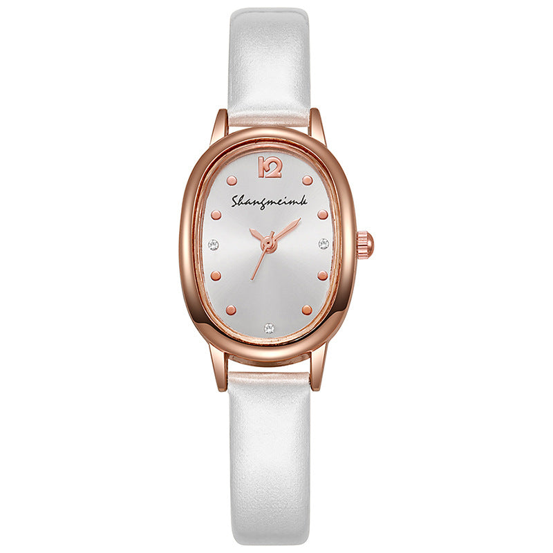 New arrivalelegantretrocasual oval student watch niche style women's watch belt quartz women's watch
