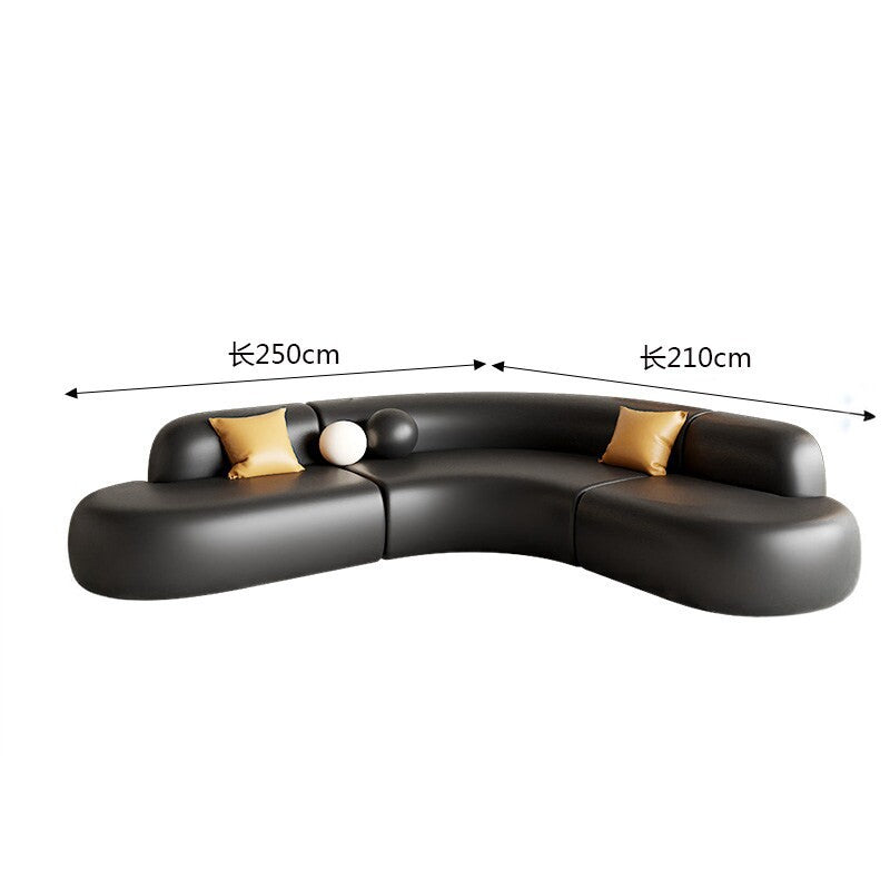Modern minimalist corner leather sofa set - ideal for home lounges, hotel lobbies, beauty salons, and multi-person meetings