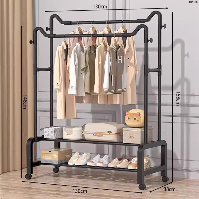 Clothes drying rack floor-standing for home bedroom hanging clothes foldable simple indoor dormitory movable storage rack for drying clothes and hats