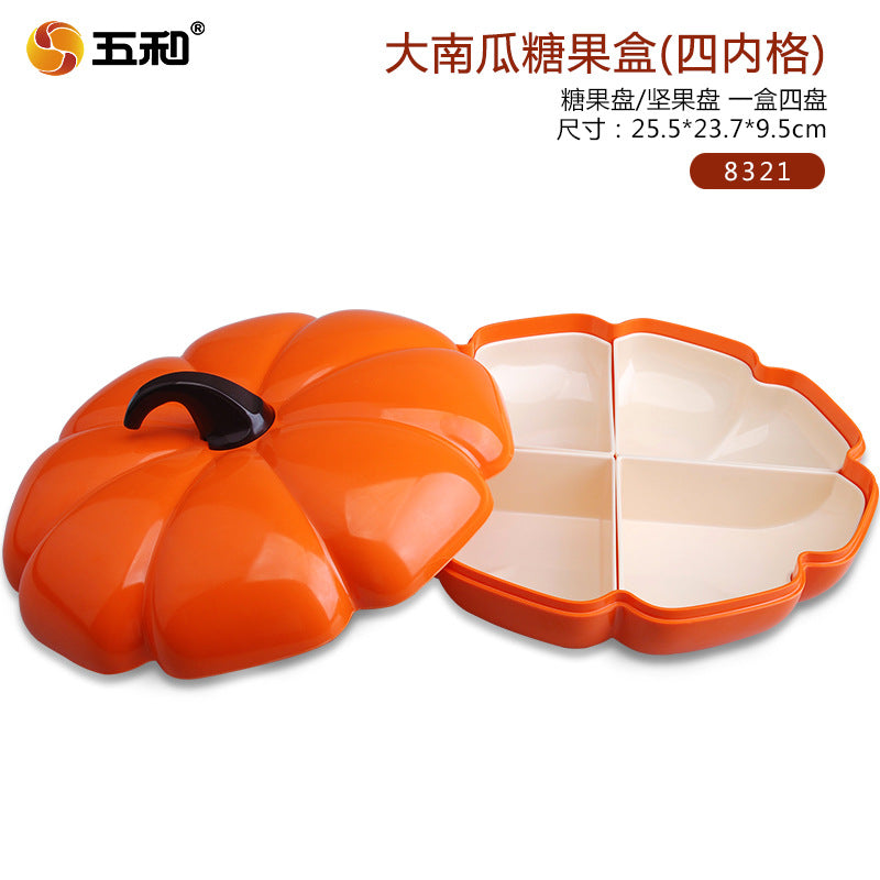 Guofeng Candy Box Snack Storage Box with Lid Creative Grid Box Living Room Chinese New Year Household Dried Fruit Box Nut Plate