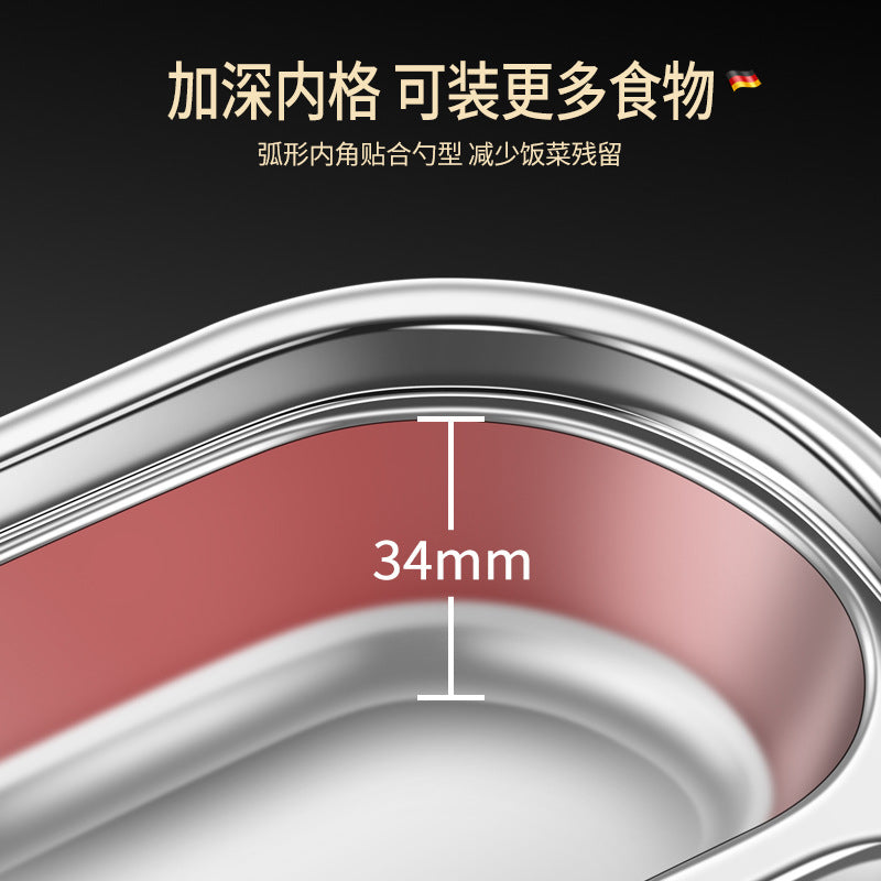 316 stainless steel grid lunch box with lid fat reduction plate fast food plate children's student plate canteen lunch box wholesale