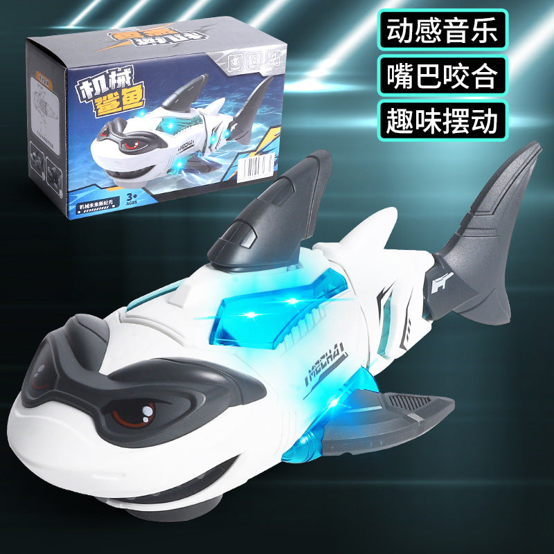 new arrival electric universal mechanical shark crawling kids sound and light artificial fish animal model boy toy